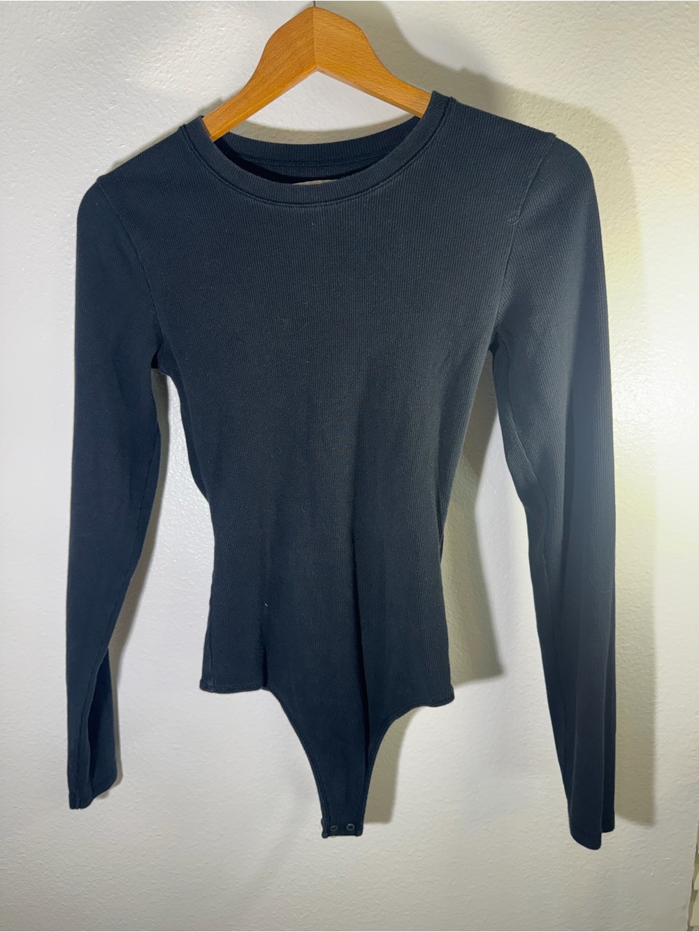 Long-Sleeve Black Abercrombie & Fitch Ribbed Bodysuit
